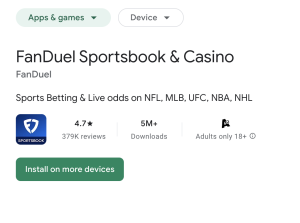 A screenshot of FanDuel Sportsbook in the Google Play store